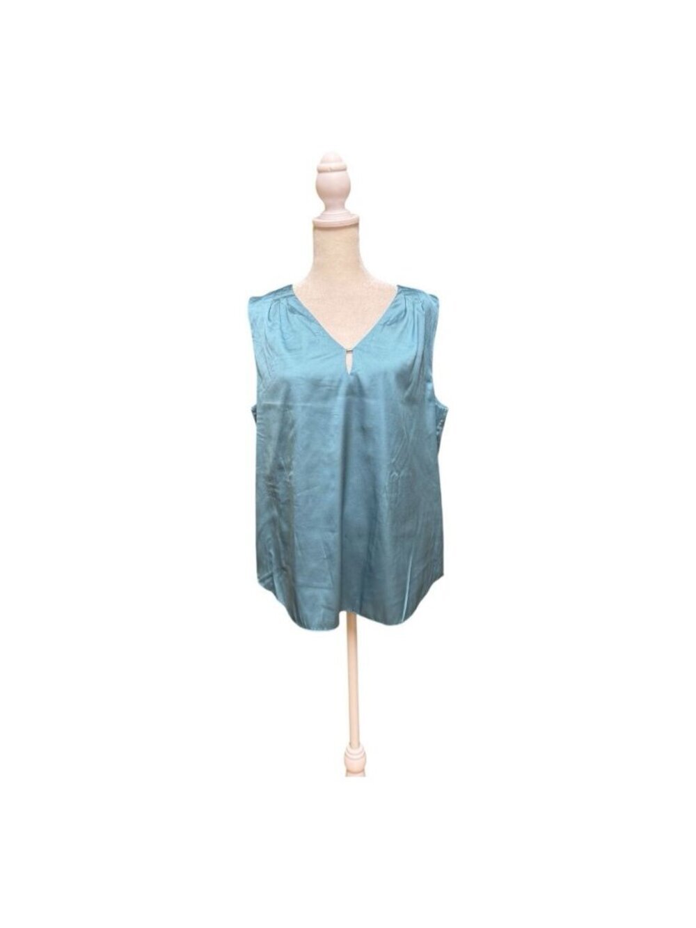 White House Black Market Teal Sleeveless V-Neck Blouse Women’s Large